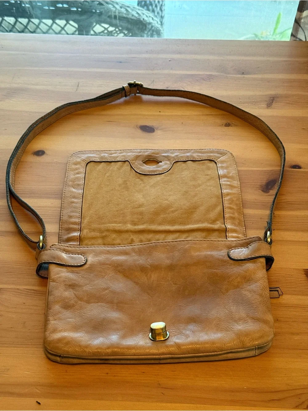 Soft Woven Leather Crossbody Bag in Tan